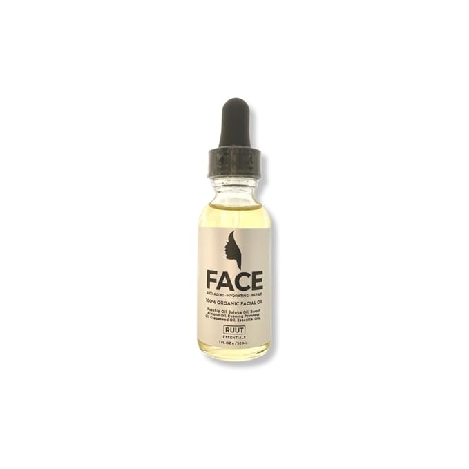 HAIRMETTO Organic Facial Oil Blend, Rosehip, Jojoba, Argan & Evening Primrose, Hydrating & Anti-Aging, Lightweight Non-Greasy Oil for Dry Skin, 30 mL