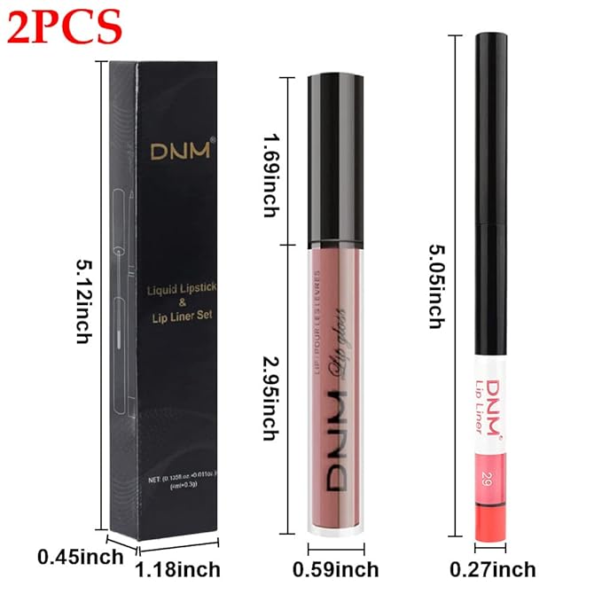 BINGBRUSH 2 Colors Liquid Matte Lipstick and Lipliner Set, Red Lip Tint 24 Hour Waterproof Velvet Nonstick Cup Lipgloss Lip Stain Pigmented Lip Makeup Gift Sets for Girls and Women Labiales28&29