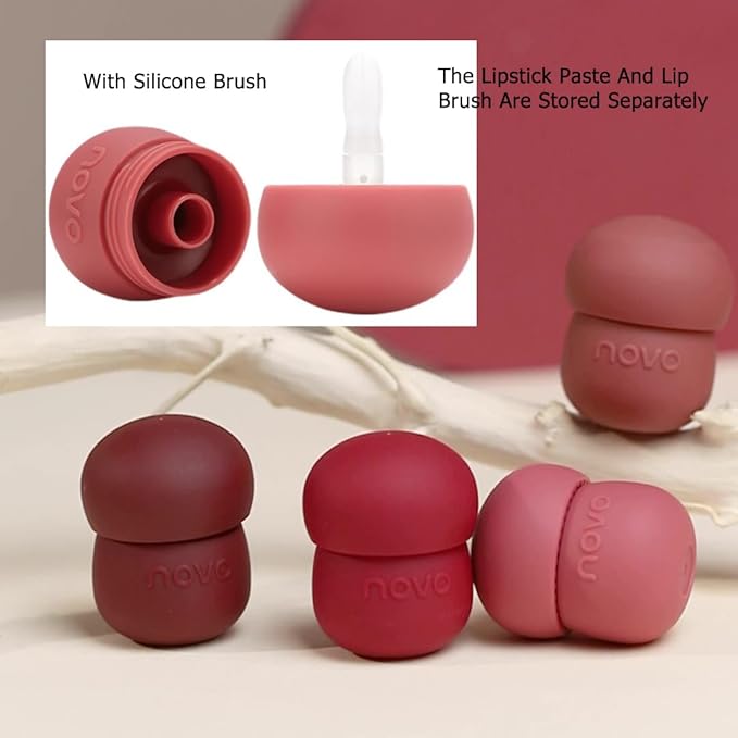 Rayberro 4 Pack Matte Ink Lip Glaze Lipstick Set, Lip Gloss Set, Cute Pinecone Shape Lipstick Makeup Set, Long Lasting Wear Non-Stick Cup Not Fade Waterproof Sweatproof Lipsticks Lip Balm Lip Care