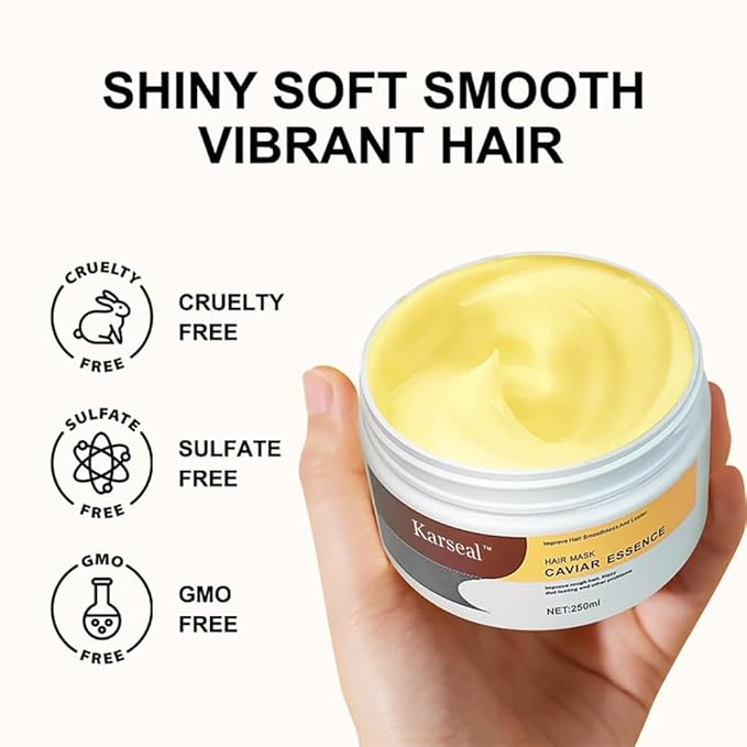 Caviar Essence Hair Mask, Deep Repair Conditioning Treatment for Dry or Damaged Hair, Enriched Collagen, Vitamins and Proteins, Repair Hair Soft and Shiny, 8.45 oz 250ml