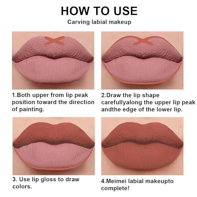 BINGBRUSH 2 Colors Liquid Matte Lipstick and Lipliner Set, Nude Lip Tint 24 Hour Waterproof Velvet Nonstick Cup Lipgloss Lip Stain Pigmented Lip Makeup Gift Sets for Girls and Women Labiales33&34