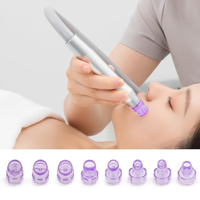 Elitzia Plastic Dermabrasion Microderma Heads Facial Aqua Peel Tips Water Peeling Caps Facial Care Skin Cleaning Tool Beauty Machine Replacement Spare Parts 8pcs Per Set (Lilac)