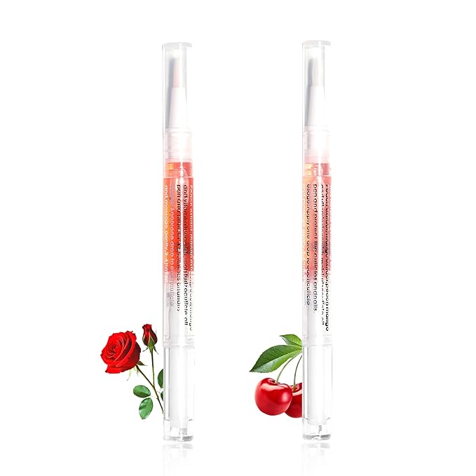 Cuticle Oil Pen for Nails Care,Nail Oil For Strength,Nourish Moisten Care Nail To Reduce Cracking and Dry for Weak Peeling Brittle and Thin Nails (rose&cherry)
