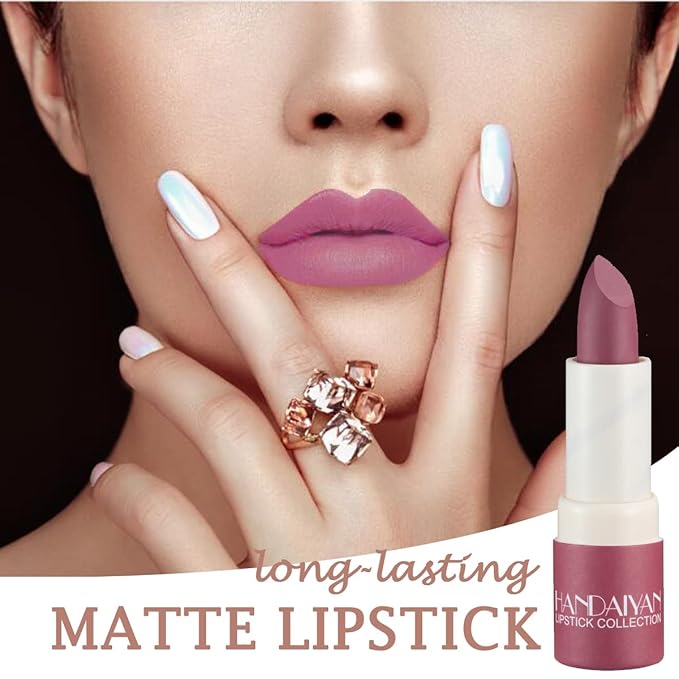 Matte Nude Lipstick,Nudes Paper Tube Lipsticks Smooth Velvety Lip Gloss, Long Lasting Lip Stick Non-Stick Cup Amber Lip Stick,Senior Matte Lip Makeup Gifts for Women and Girls (#06 Rose bean paste)