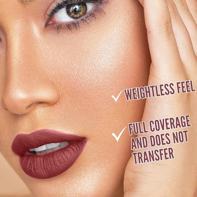 Mynena Maroon Brown Long-Lasting Matte Liquid Lipstick | Intense Color, Smudge-Proof & Waterproof | Comfortable, Hydrating Shea Butter | Vegan & Cruelty-Free | Erin