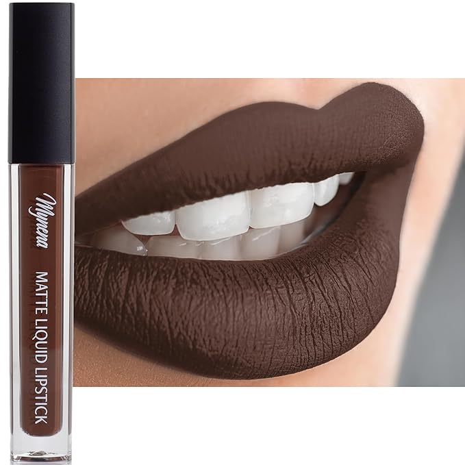 Mynena Brown Long-Lasting Matte Liquid Lipstick Intense Color Smudge-Proof & Waterproof Comfortable Hydrating Shea Butter Vegan & Cruelty-Free | Cyndia