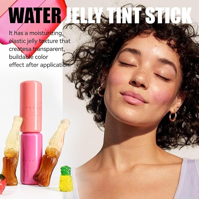 Cooling Water Milk Jelly Blush, Cooling Water Jelly Tint, Milk Blush Lip and Cheek Makeup Stick, Sheer Lip & Cheek Tint Stain, Buildable Watercolor Finish, Multi-Use Milk Face Makeup, 01