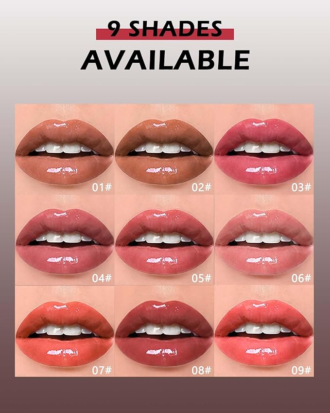 Moisturizing Lip Solid Serum Gloss,Red Shimmer Glossy Plumping Lipstick Pen, Hydrating Tint Lip Balm, Long Lasting Waterproof Jelly Lip Gloss Plumper Lip Tint Stain,Christmas Makeup Gift for Women- 08