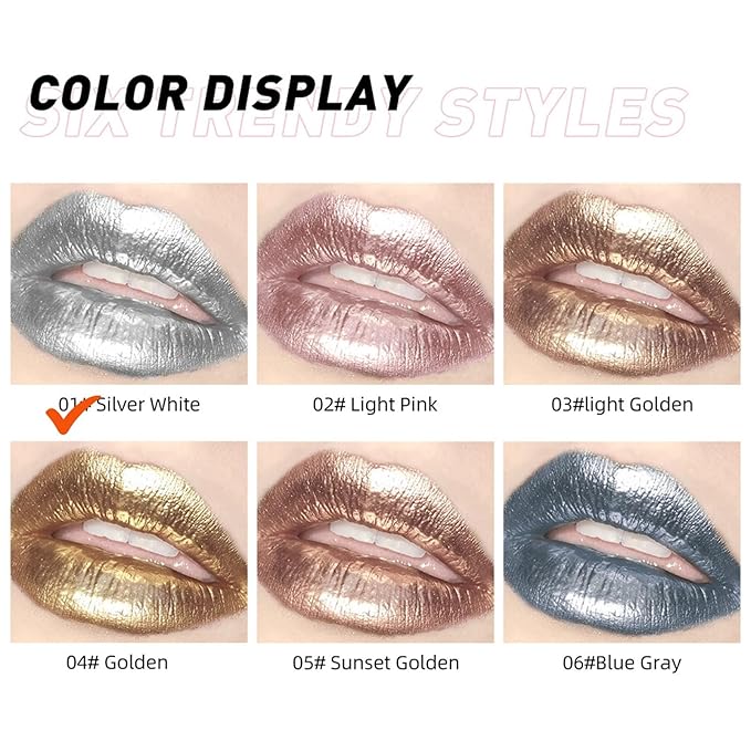 Metallic Diamond Liquid Lipsticks, Silver Lipstick for women, Long