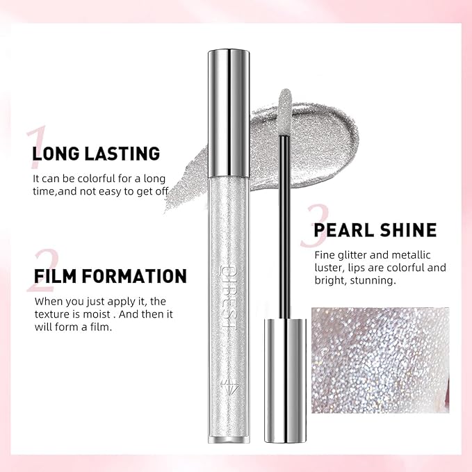 Metallic Diamond Liquid Lipsticks, Silver Lipstick for women, Long