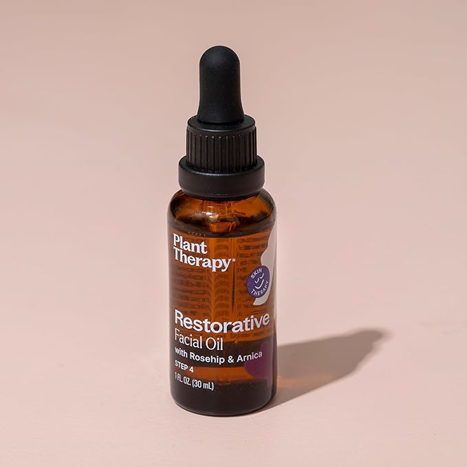 Plant Therapy Restorative Facial Oil with Rosehip & Arnica 1 oz Natural Ingredients, Restore & Protect Skin, Antioxidants and Fatty Acids, Deeply Nourish Skin
