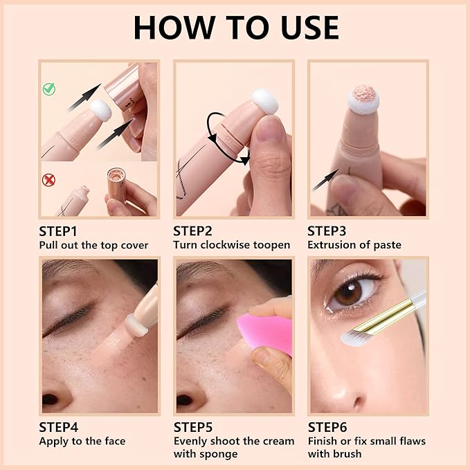 Air Cushion Foundation Beauty Kit,Matte Concealer Foundation Liquid -01 Ivory