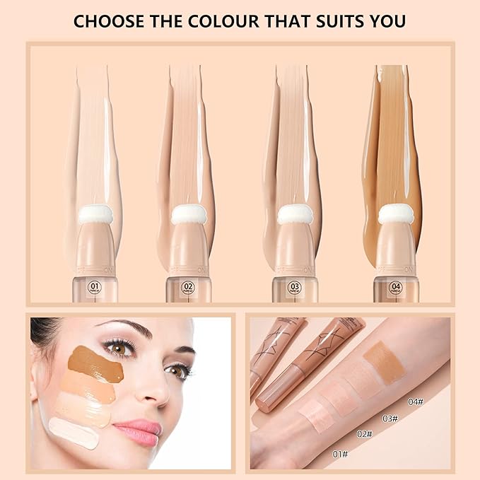 Air Cushion Foundation Beauty Kit,Matte Concealer Foundation Liquid -01 Ivory