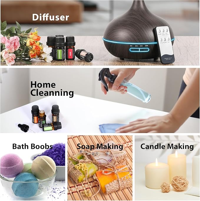 Premium Essential Oils Set - Pure Essential Oils-Perfect for Diffuser, Humidifier, Massage, DIY Candle and Soap Making(60x5 ML)