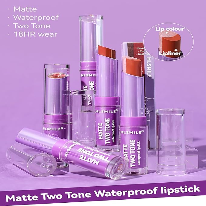 Glitter Lipstick 2 In 1 Two Tone Lipsticks, 18H Waterproof Long Lasting Sparkling Shimmer Metallic Glitter Lip Gloss, Shiny Matte Lip,Bold Glimmer Glow Lip Gloss for Women Christmas Lip Makeup (#02)