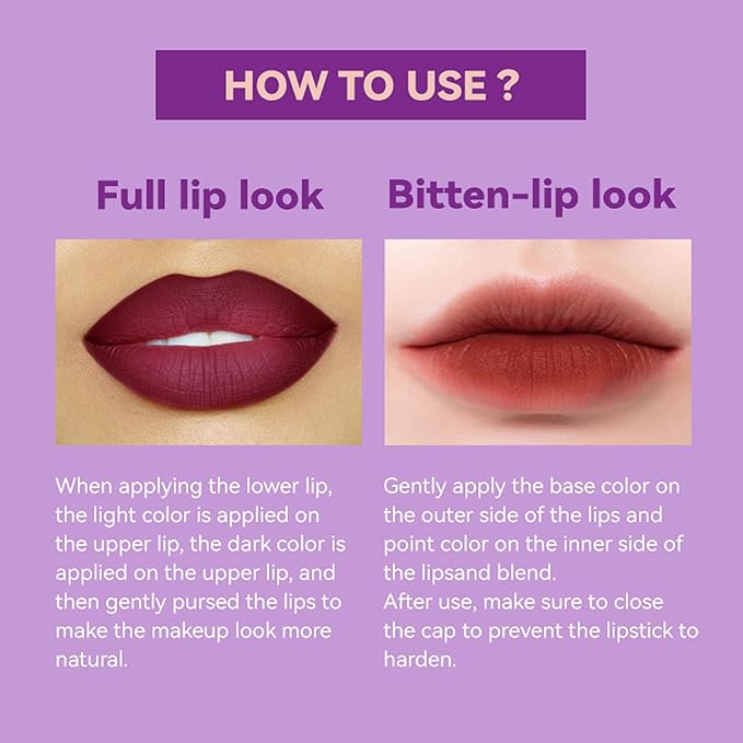 Glitter Lipstick 2 In 1 Two Tone Lipsticks, 18H Waterproof Long Lasting Sparkling Shimmer Metallic Glitter Lip Gloss, Shiny Matte Lip,Bold Glimmer Glow Lip Gloss for Women Christmas Lip Makeup (#02)
