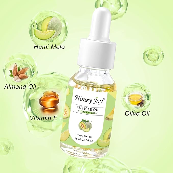 Honey Joy Cuticle Oil for Nails β Nail Oil Cuticle for Nail Care, Cuticle Nail Oil for Growth and Strength, Cuticle Oil for Nails, 0.5 fl. oz (Hami Melon)