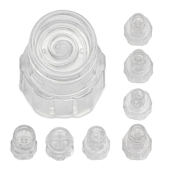 Elitzia Plastic Hydro Dermabrasion Microderma Heads Hydro Facial Aqua Peel Tips Water Peeling Caps Facial Care Skin Cleaning Tool Beauty Machine Replacement Spare Parts 8pcs Per Set(Transparent)