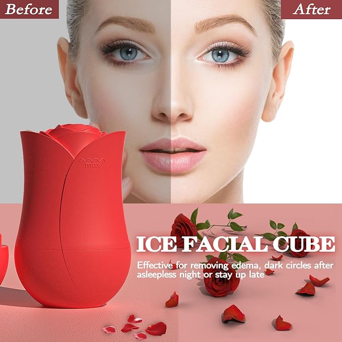 Ice Roller For Face,Cryo Cube Ice Roller For Facial And Eye,Skincare Tools,For Relieving Facial Edema, Shrinking Pores, And Lifting And Firming The Skin (Red)