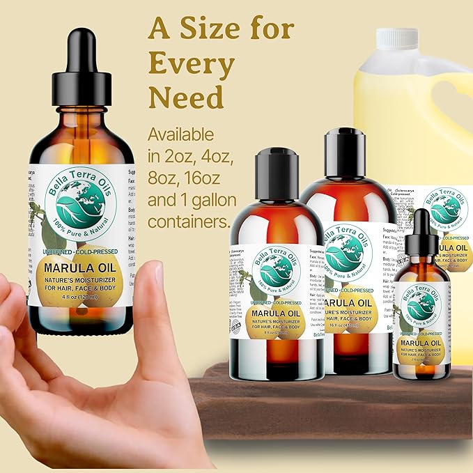 Bella Terra Oils - Marula Facial Oil 2 oz - Rich in Vitamin E & Omega Fatty Acids, Luxurious Oil for Radiant Skin, Cold-Pressed Essence