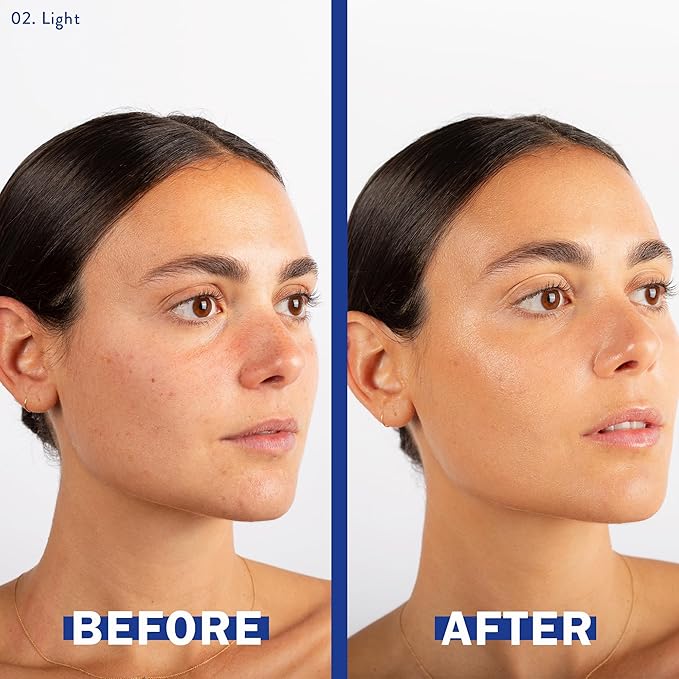 Tinted Serum - Hydrating Face Serum with Hyaluronic Acid - Skin Tint - Lightweight Foundation for Skin Glow - 99% Natural Ingredients - Vegan Makeup & Skincare - 1.0 Fl Oz β 02 Light