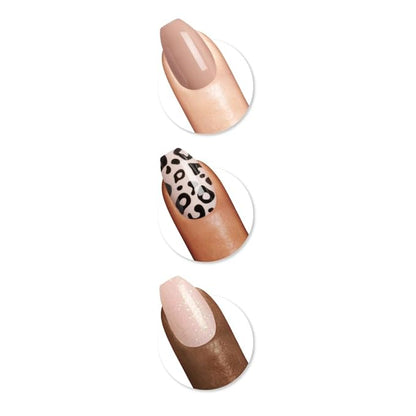 Sally Hansen Instant Cuticle Remover & Salon Effects Going Wild Press On Nails Kit - 15 Second Cuticle Gel with Aloe & 30 Nail Designs with Nail Glue