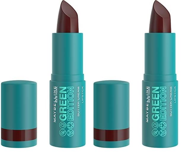 MAYBELLINE Green Edition Butter Cream High-Pigment Bullet Lipstick, Forest, Plum Brown, 0.12 oz (Pack of 2)