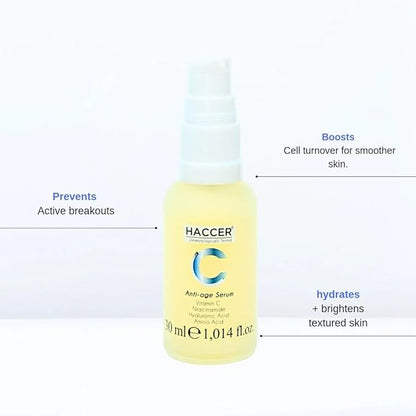 Anti-Age Serum – Wrinkle Reduction, Skin Firming & Hydration Elasticity Boost with Hyaluronic Acid,Vitamin C & Peptides – Paraben-Free Tested Anti-Wrinkle Serum Youthful Skin 50ml