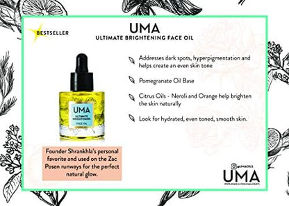 UMA - Organic Ultimate Brightening Face Oil | Ayurvedic face Oil for Dry Skin | 100% Natural, Sustainable & Cruelty free Skincare (1 fl oz | 30 ml)
