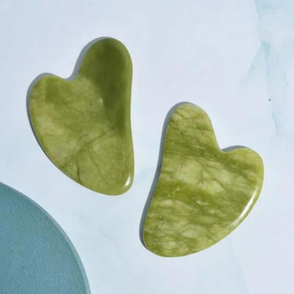 Three-Piece Facial Skincare Products - Unique Double-Sided & Textured Jade Roller, Precision Globular Roller, & Gua Sha Scraper - Reduce Puffiness - Face Roller and Gua Sha Set, Green