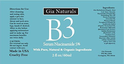 Vitamin B3 Serum Cream, 1 or 2 oz, Anti-Aging, Repairs Skin, Reduces Wrinkles, Evens Tone, Fights Acne, Smaller Pores, Boosts Collagen, Made in USA, Cruelty Free