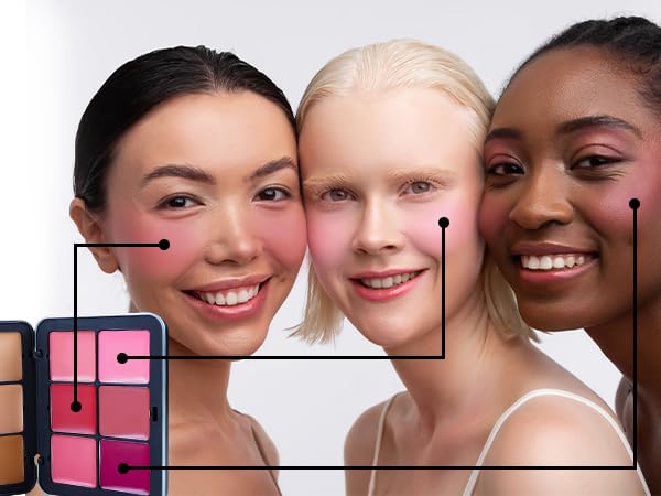Makeup Blush Palette + Cream Contour Palette Kit,