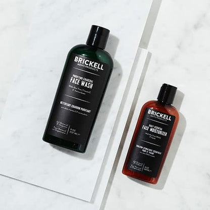 Brickell Men's Daily Essential Face Care Routine II, Purifying Charcoal Face Wash and Daily Essential Face Moisturizer, Natural and Organic, Unscented, Skincare Gift Set