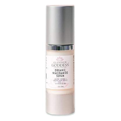 Glimmer Goddess Organic Anti-Aging Serum with Niacinamide Vitamin B3, Tightens Pores, Reduces Wrinkles with 5% Niacinamide: A Miracle for Your Skin, 1 oz