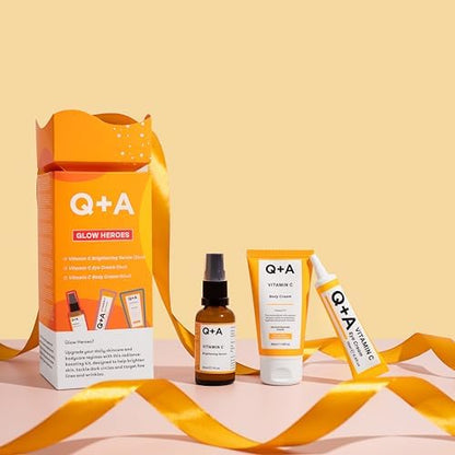 Glow Heroes Skincare Giftset - A Trio with Vitamin C Serum 30ml, Eye Cream 15ml & Body Cream 50ml - Rejuvenate - Vegan & Cruelty-Free, Made in UK