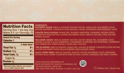 Celestial Seasonings Fruit Tea Sampler Herbal Variety Pack, Caffeine Free, 18 Tea Bags Box (Pack of 5)