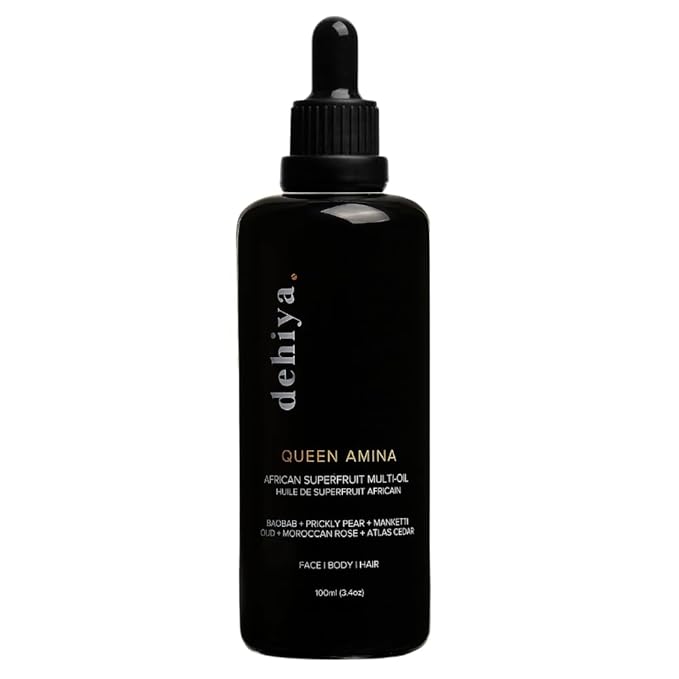 Queen Amina African Superfruit Oil, Face Oil, Body Oil, Hair Oil, Cleansing Oil, Makeup Remover, Scalp Treatment, Beard Oil, Jojoba, Argan, Geranium, All Skin Types, 3.4oz, 100mL