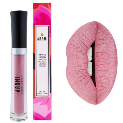 Aromi Pink Nude Matte Liquid Lipstick, Blush Beige Lip Color, Long-lasting Lipstick, Vegan, Cruelty-free, All Day Wear, Handmade (Toasted Almond)