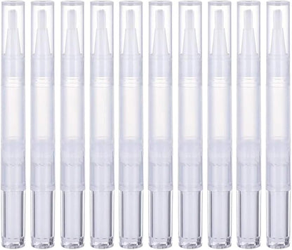 20 Pack 3ml Empty Cuticle Oil Twist Pen Brush Refillable Cuticle Nail Essential Oil Dispenser Cosmetic Lip Gloss Containers Applicators Eyelash Growth Liquid Tube