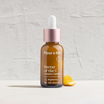Vitamin C Serum for Face - 10% Vitamin C with Hyaluronic Acid, Vitamin E - Vegan & Clean - Anti Aging, Reduce Appearance of Wrinkles, Dark Age Spots, Lines - Nectar of the C by Fleur & Bee (1 Fl Oz)
