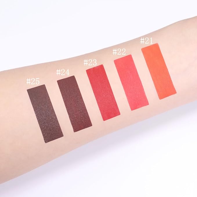 evpct 5Pcs Ruby Dark Brown Red Chocolate Matte Liquid Lipstick Lip Stain Sets for Women Matte+Lipstick Long Lasting 24 hr Hours Magic Lipstick 24 Hours original Smudge Waterproof Set05