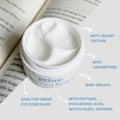 PrimeEyes Hydrate Under Eye Cream for Mature Women – Hydrating Eye Cream for Dark Circles and Wrinkle Repair – Soft, Glowing & Healthy Under Eyes