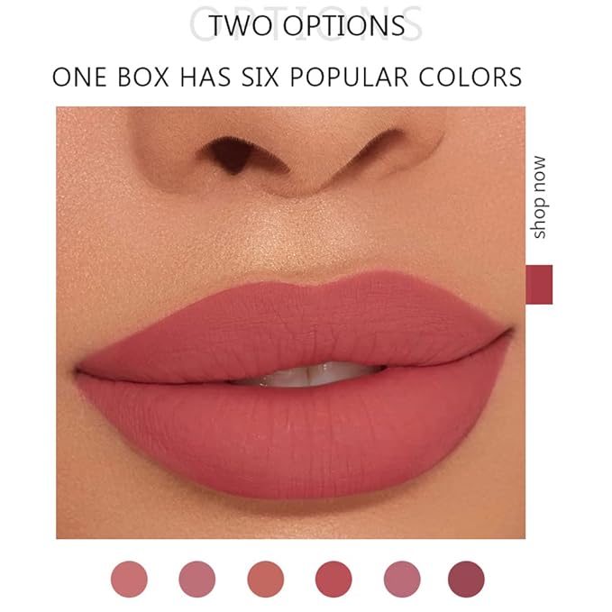 Lipstick Matte Lipstick Liquid Makeup Set, 6Pcs Long-Lasting Long-Lasting