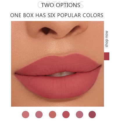 Lipstick Matte Lipstick Liquid Makeup Set, 6Pcs Long-Lasting Long-Lasting