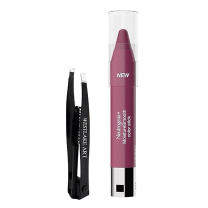 Moisturesmooth Color Stick, 0.11 Oz - Bright Berry Colored Lipstick | Bundled Eyebrow Tweezers - Long-Lasting, Nourishing Moisturizing Lipstick For Women ~ [Pack Of 1]