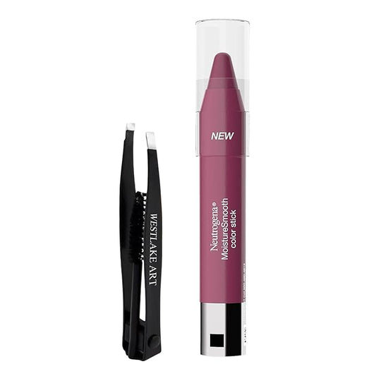 Moisturesmooth Color Stick, 0.11 Oz - Bright Berry Colored Lipstick | Bundled Eyebrow Tweezers - Long-Lasting, Nourishing Moisturizing Lipstick For Women ~ [Pack Of 1]