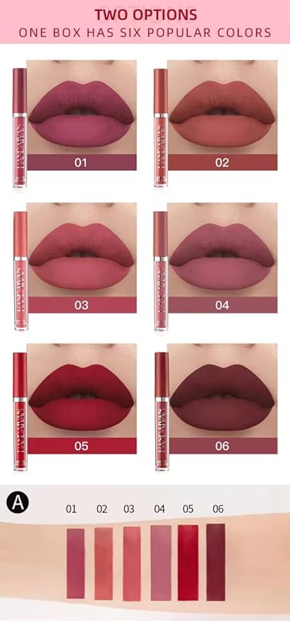 6Pcs Matte Liquid Lipstick Makeup Set (A), 0 Oz