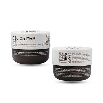 Coffee Body Scrub with Dak Lak Ripe Coffee, Macadamia Oil, Himalayan Salt, Aloe Vera & Pink Grapefruit Essential Oil – Exfoliating & Moisturizing for Smooth, Radiant Skin (8.8 fl oz)