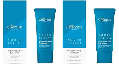 Skin Chemists Hyaluronic Acid 1% Eye Serum | Replumps, Brightens And De-Puffs Eyes | 0.5 Fl Oz (Pack of 2)