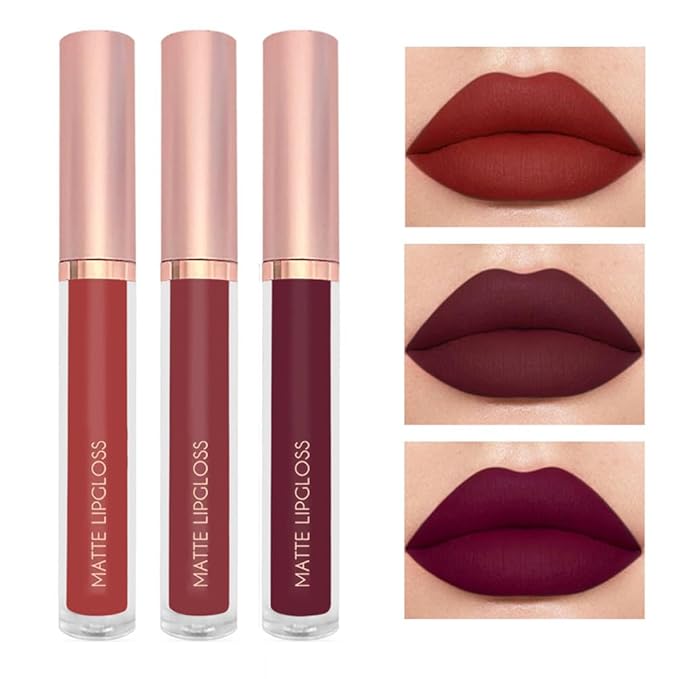3 Pcs Matte Liquid Lipstick Makeup Set, Waterproof Quick-drying